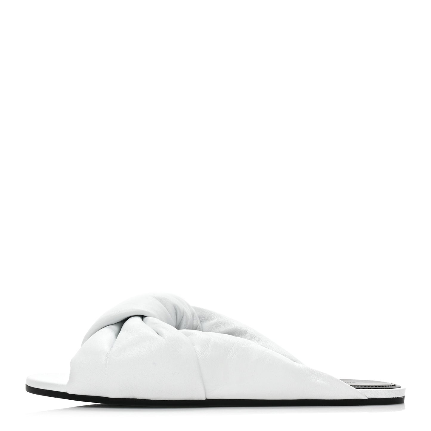 Lambskin Drapy Slide Sandals 39 Optical White