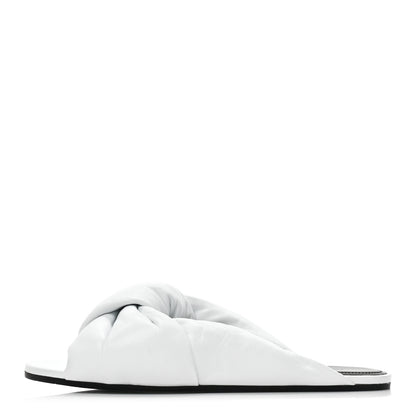 Balenciaga Lambskin Drapy Slide Sandals 39 Optical White 1 of 10