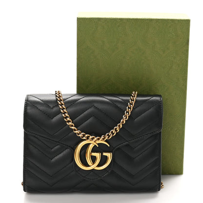 Gucci Calfskin Matelasse GG Marmont Chain Wallet Black 11 of 11