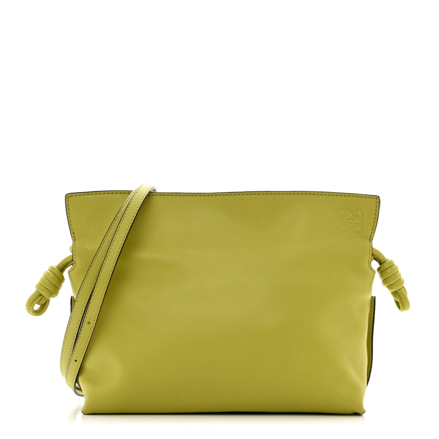 Calfskin Mini Flamenco Knot Clutch Lime Yellow
