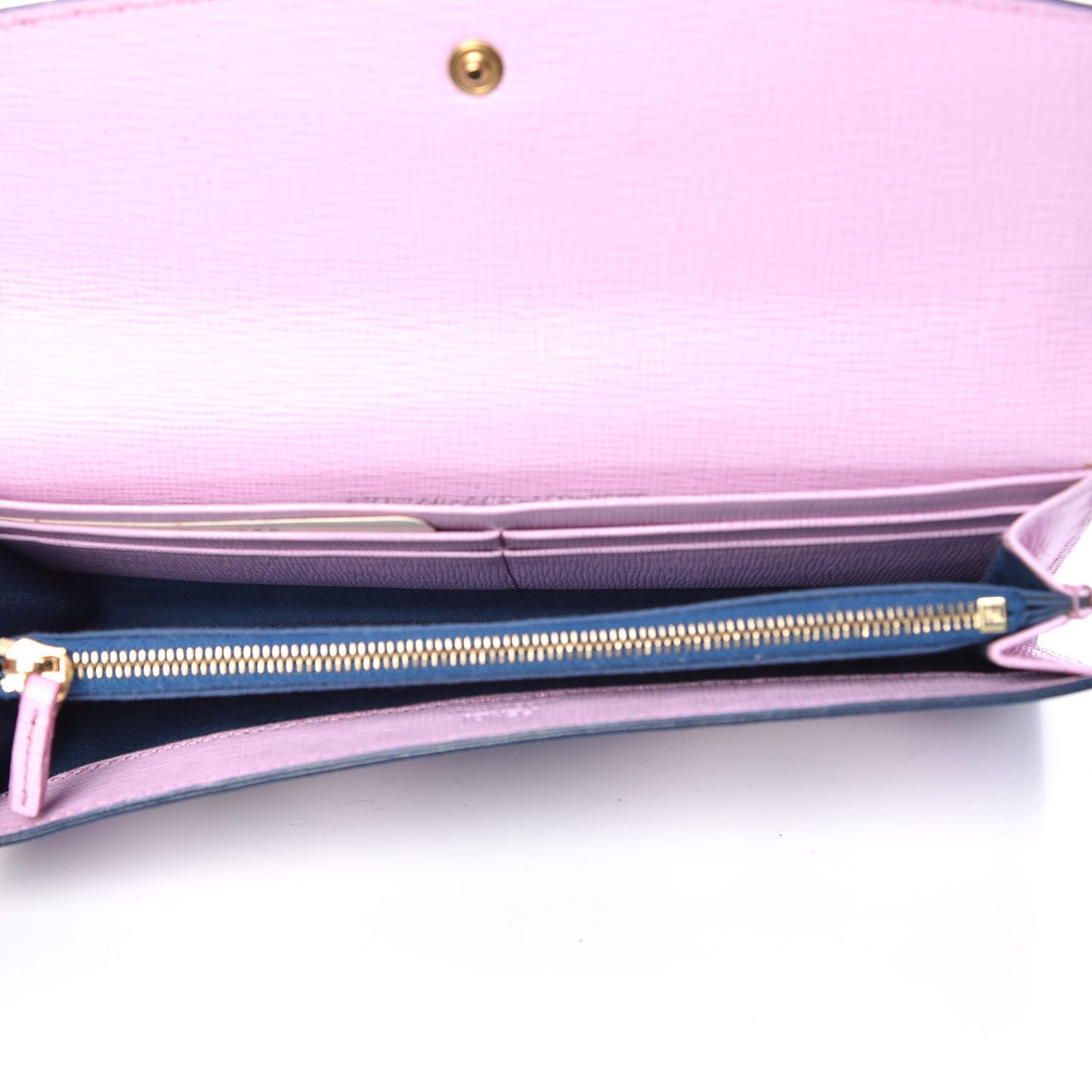 Vitello Elite Crystal Eye Monster Continental Wallet Cobalt Lavender Pink