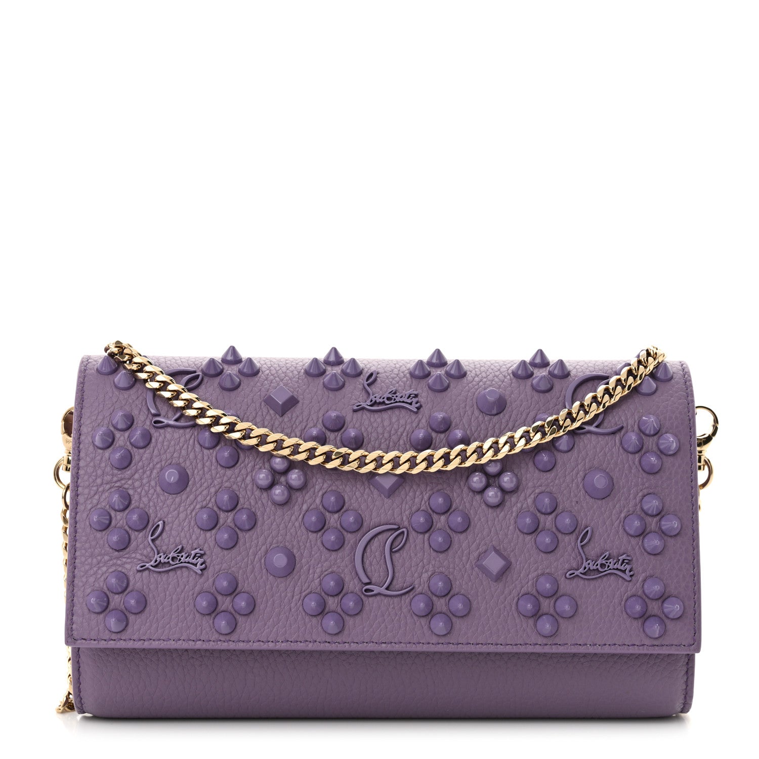 Christian Louboutin Calfskin Spikes Loubinthesky Paloma Clutch Parme 1 of 10