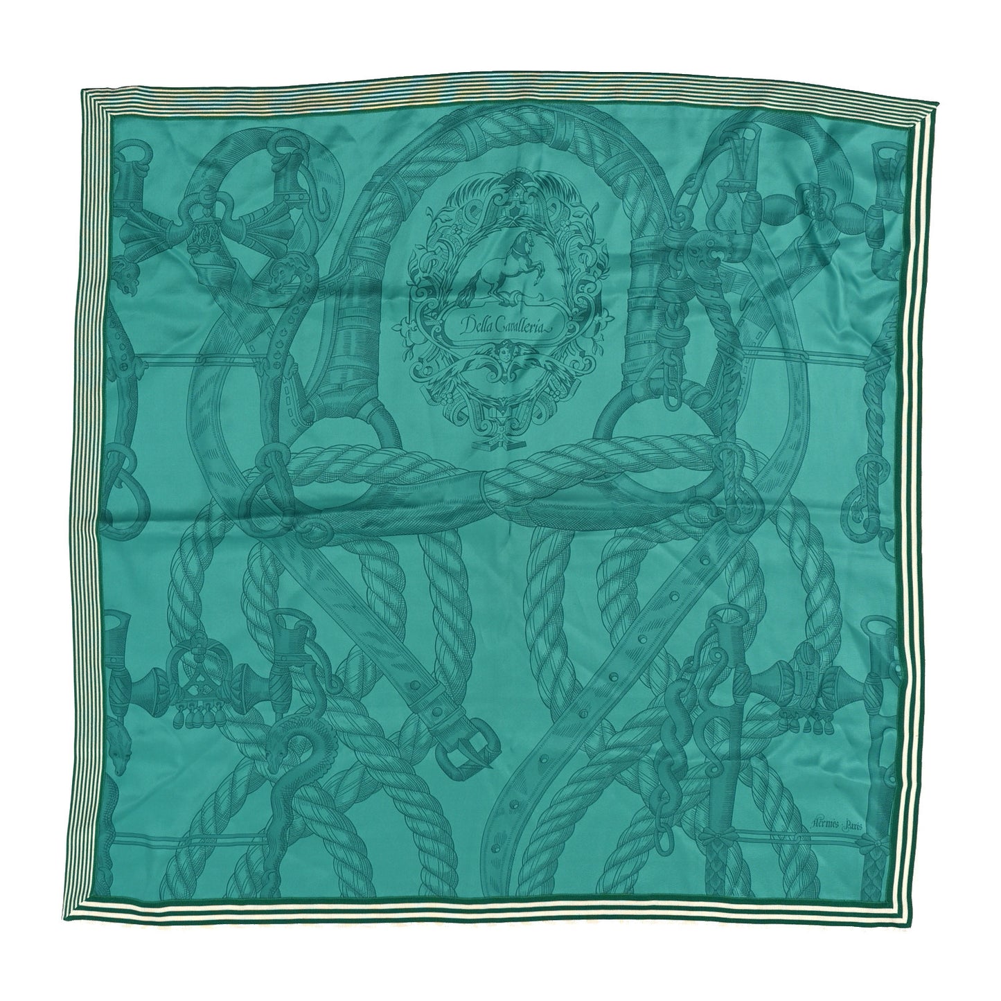 Silk Della Cavalleria Scarf 70 Vert White
