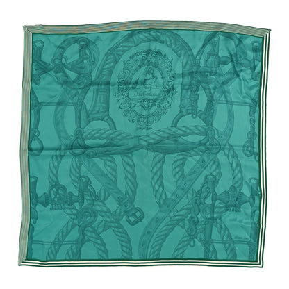 Hermes Silk Della Cavalleria Scarf 70 Vert White 1 of 6