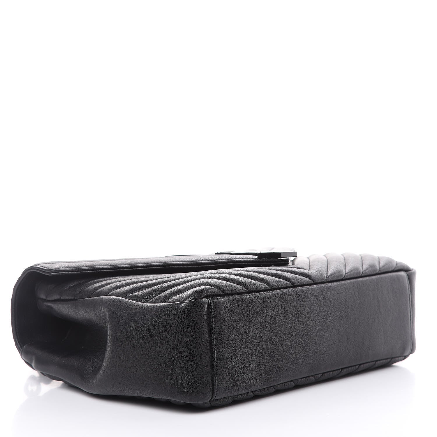 Saint Laurent Sheepskin Matelasse Chevron Monogram Monochrome Large College Satchel Black 4 of 11