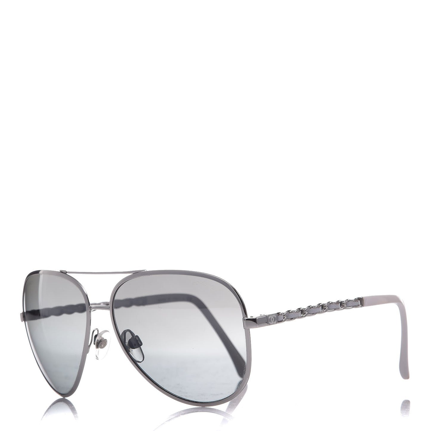 Lambskin Aviator Chain Sunglasses 4194-Q Silver