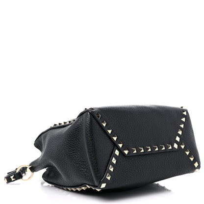 Valentino Garavani Grained Calfskin Small Rockstud Bucket Bag Black 4 of 11