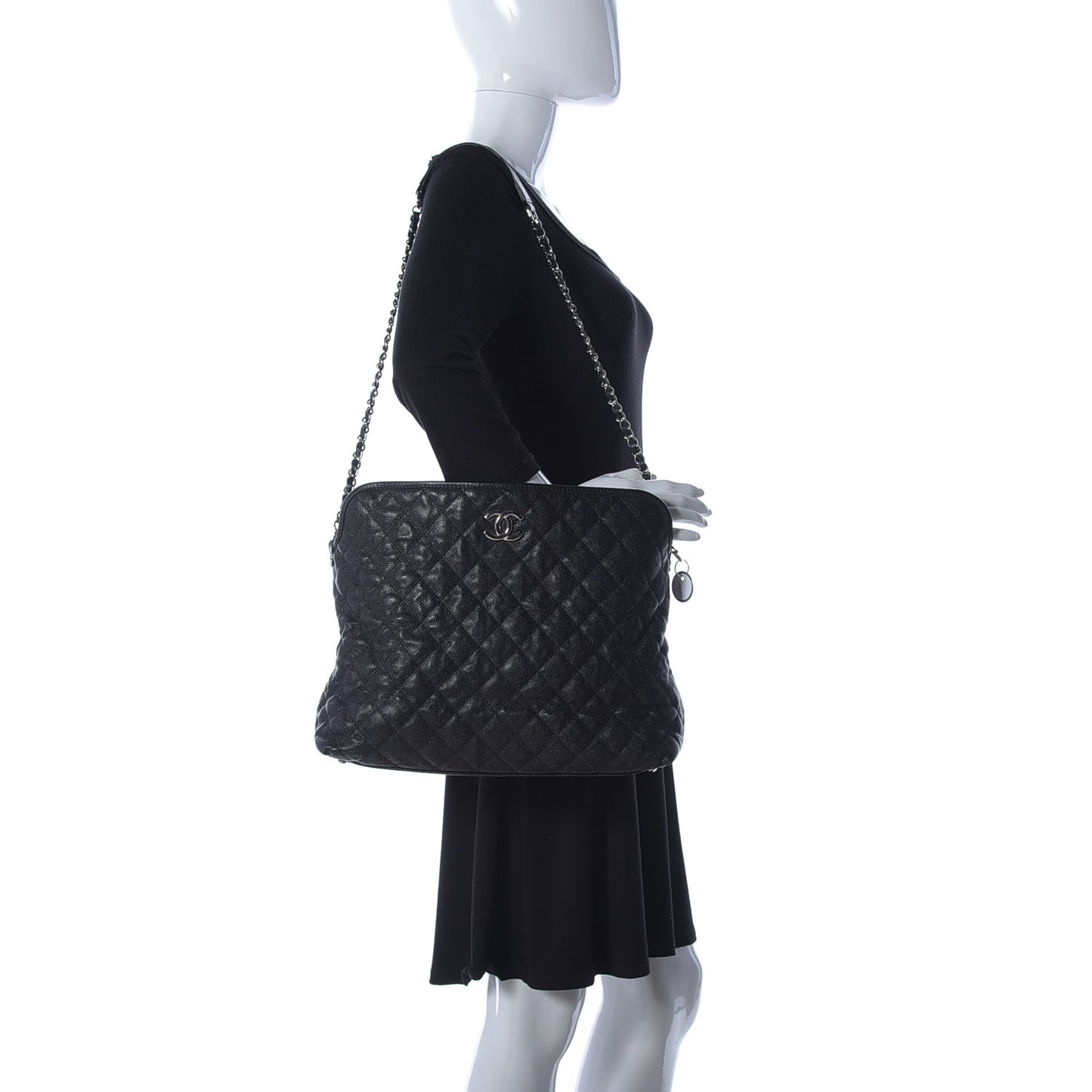 Caviar Quilted French Riviera Hobo Black