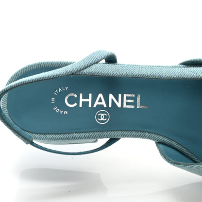 Chanel Denim Cap Toe CC Slingback Flats 36.5 Blue 6 of 7