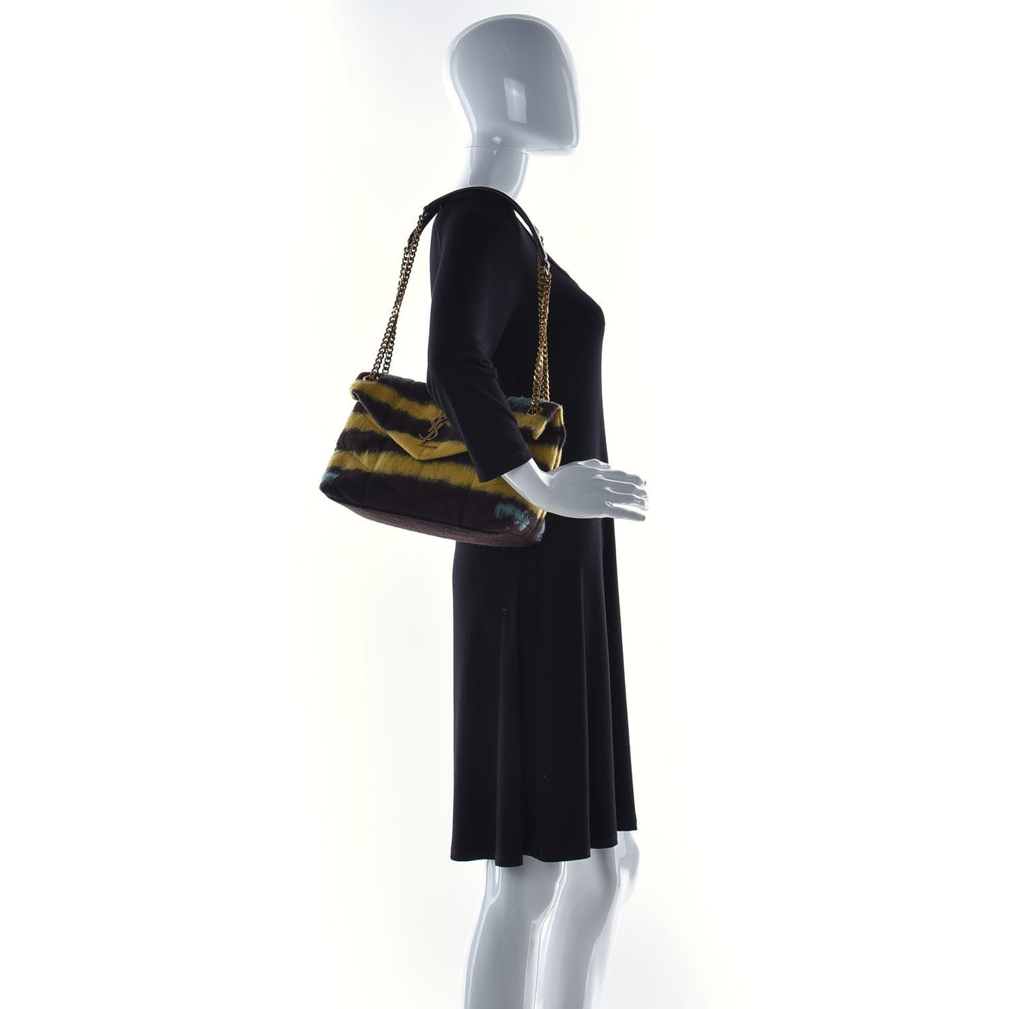 Tie Dye Wool Quilted Small Loulou Puffer Monogram Chain Satchel Yellow Pacific Blue Dark Pecan