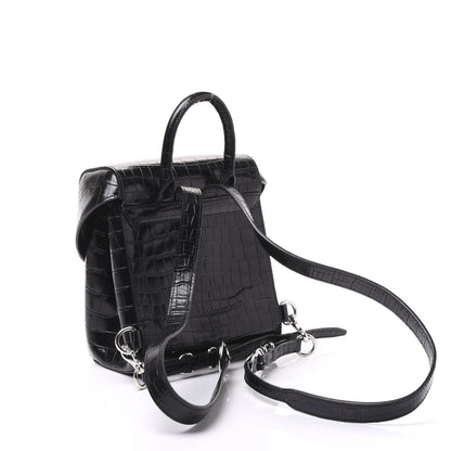 Alexander Wang Crocodile Embossed Calfskin Mini Hook Backpack Black 2 of 9