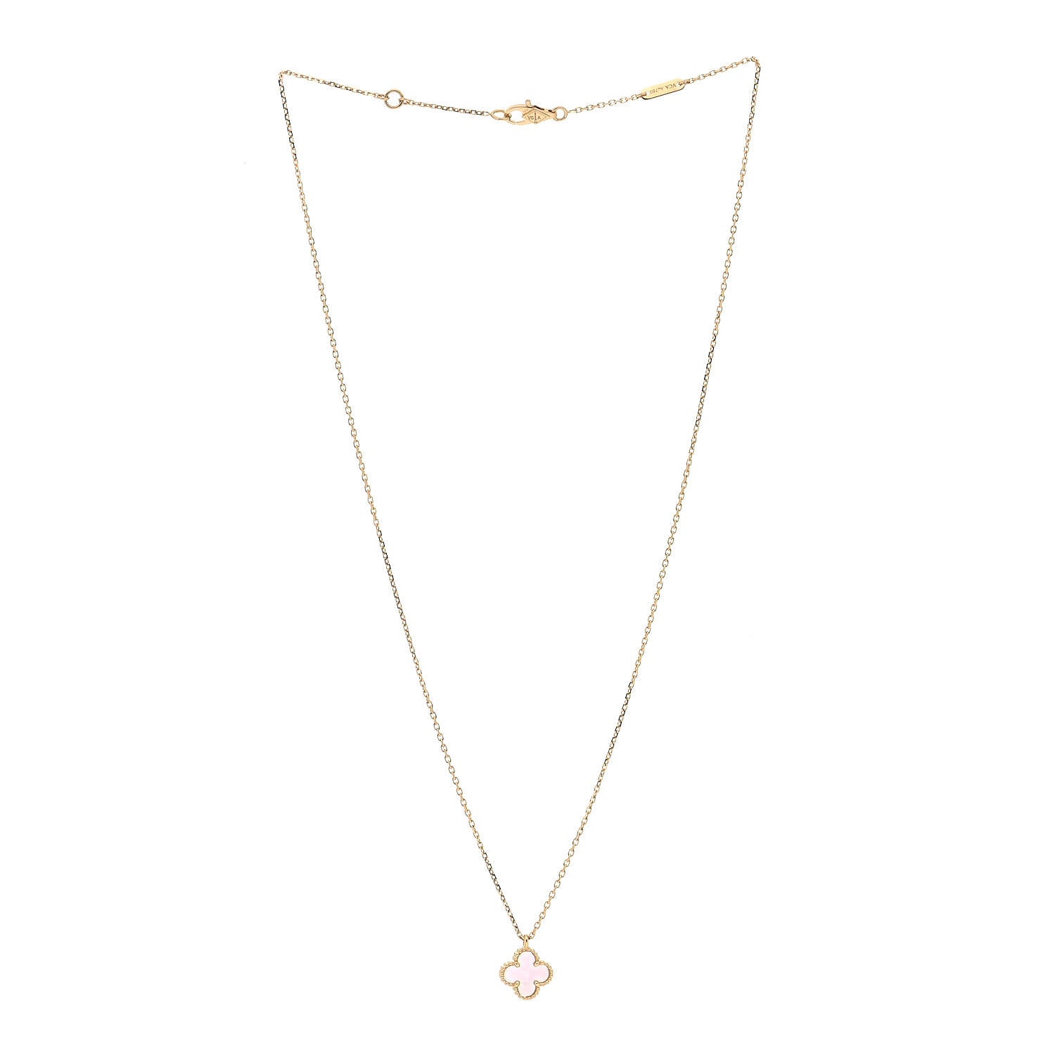 Van Cleef & Arpels 18K Yellow Gold Mother of Pearl Sweet Alhambra Pendant Necklace 2 of 6