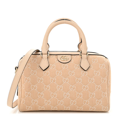 Gucci Summer Denim Calfskin GG Monogram Small Ophidia Top Handle Bag Souffle Rose 1 of 10