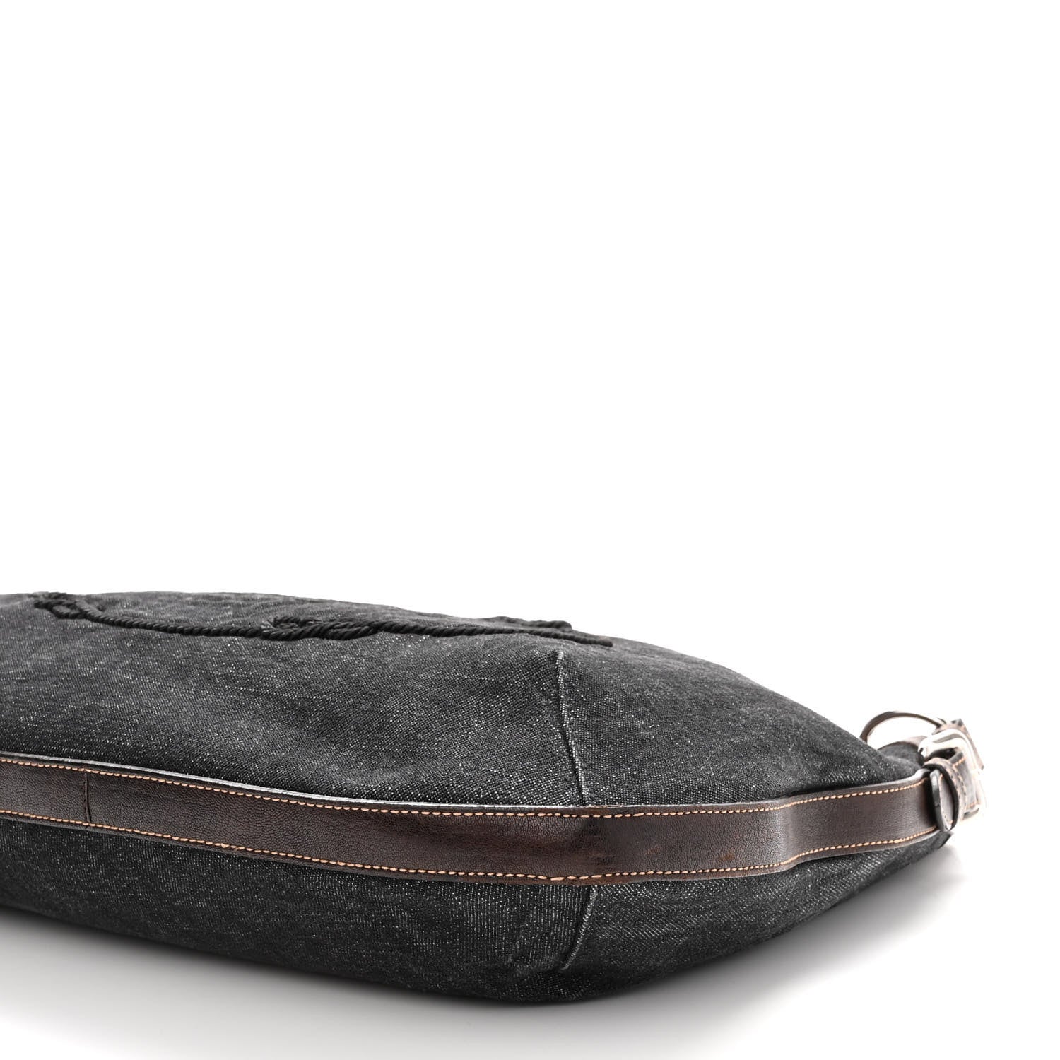 Prada Washed Denim Logo Hobo Black Caffe 9 of 11