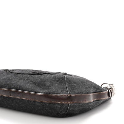 Prada Washed Denim Logo Hobo Black Caffe 9 of 11