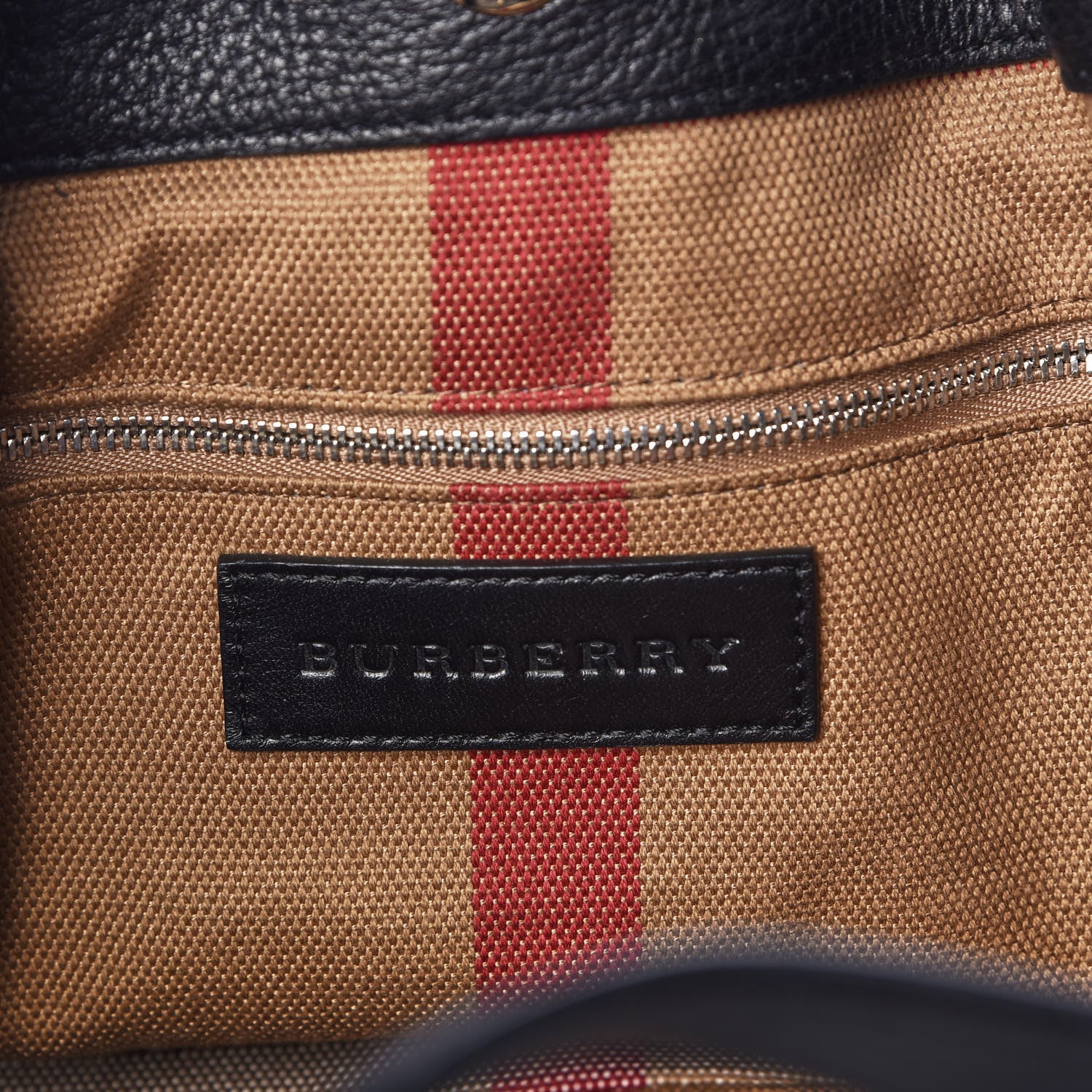 Burberry Grainy Calfskin House Check Small Maidstone Black 8 of 8