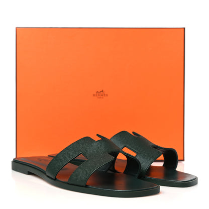 Hermes Calfskin Oran Sandals 40 Vert Viride 10 of 10
