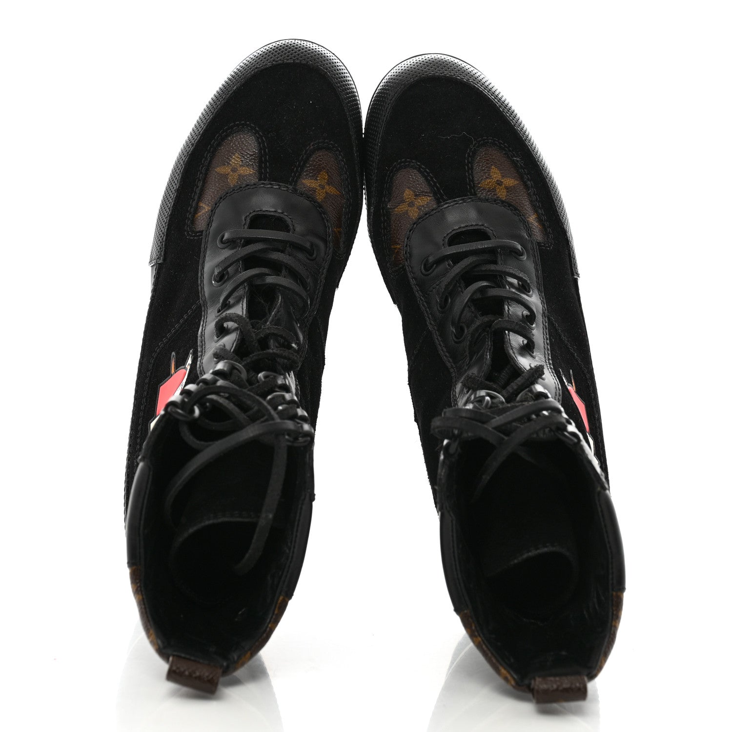 Louis Vuitton Suede Calfskin Monogram LV Black Heart Laureate Platform Desert Boots 41 Black 2 of 13