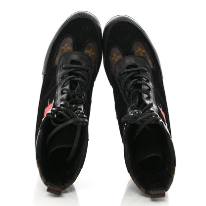 Louis Vuitton Suede Calfskin Monogram LV Black Heart Laureate Platform Desert Boots 41 Black 2 of 13
