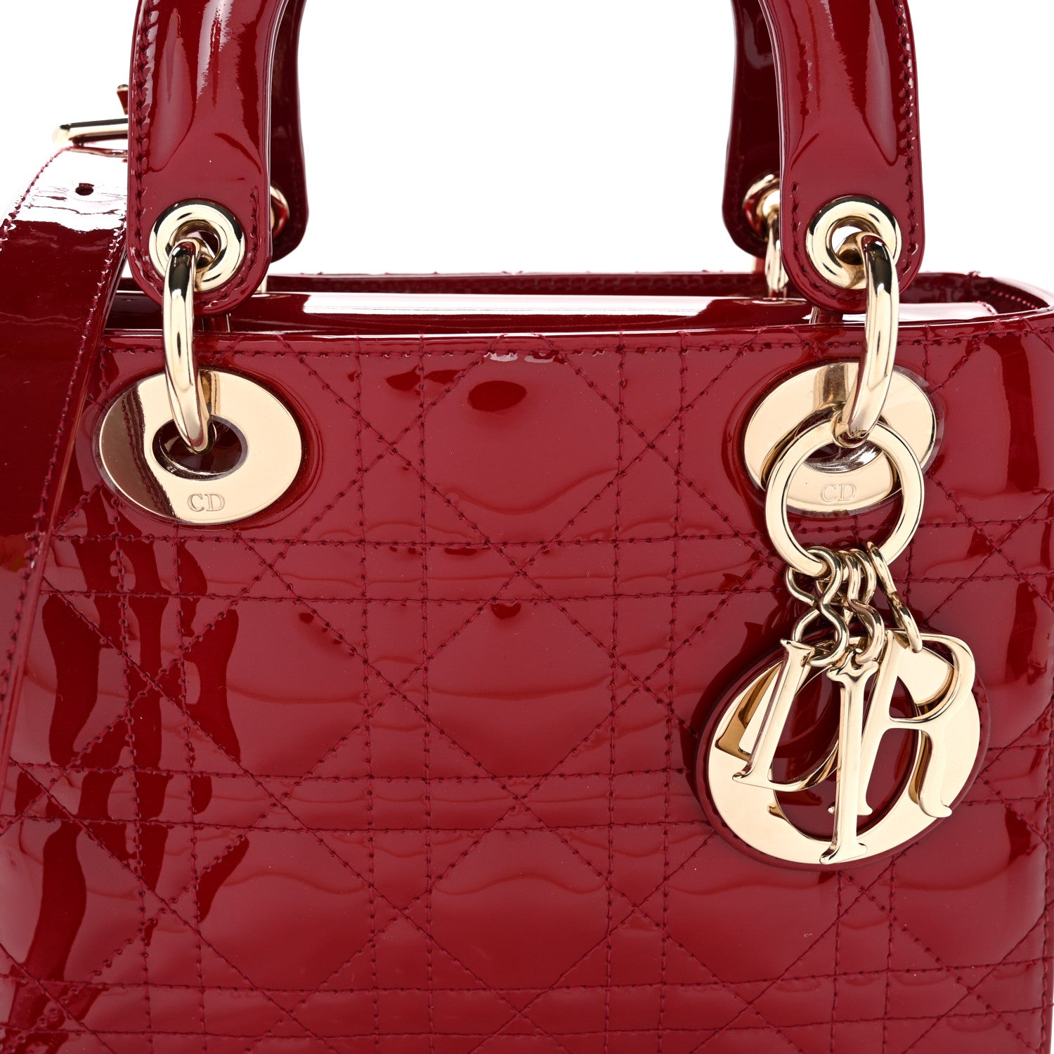 Christian Dior Patent Cannage Small Lady Dior Cherry Red 7 of 9