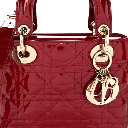 Christian Dior Patent Cannage Small Lady Dior Cherry Red 7 of 9