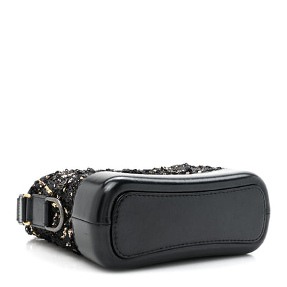 Chanel Sequin Calfskin Small Gabrielle Hobo Black Gold 4 of 11
