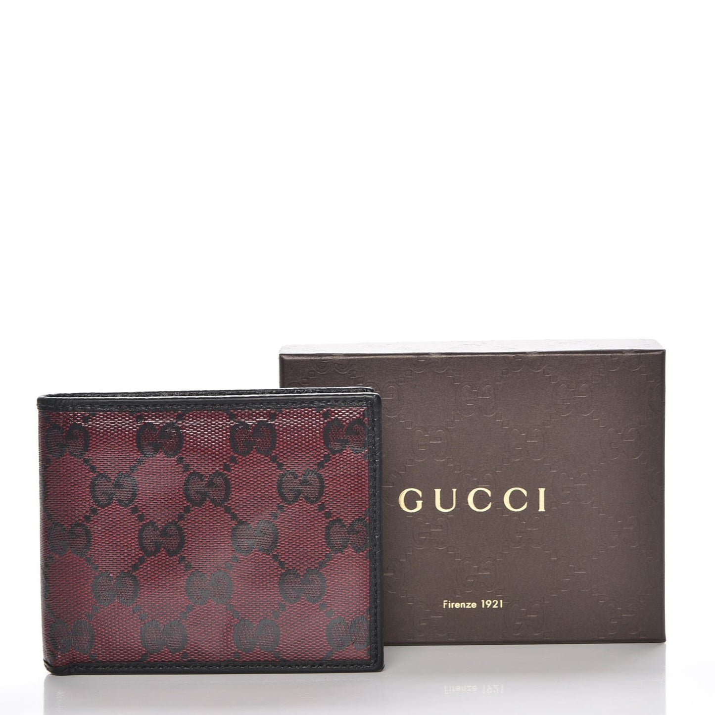 Crystal Monogram Dollar Calfskin Bi-Fold Wallet Light Cherry Black