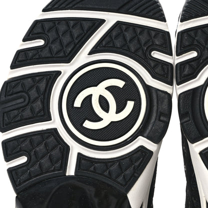 Chanel Nylon Suede Calfskin Printed CC Sneakers 36 White Black 6 of 9