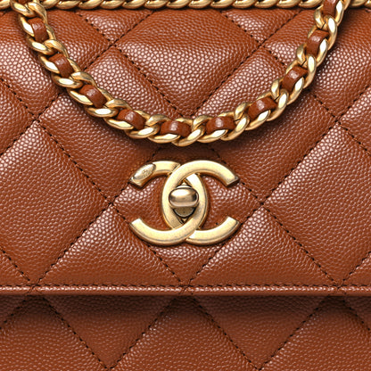 Chanel Caviar Quilted Small Chain Frame Flap Light Brown 8 of 10