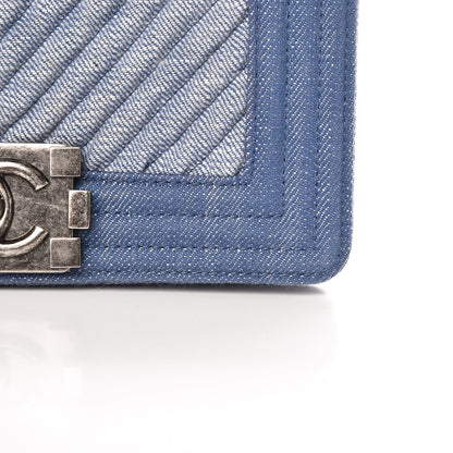 Chanel Denim Chevron Small Boy Flap Light Blue 13 of 14