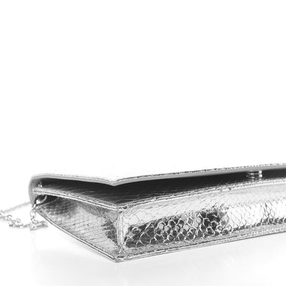 Christian Dior Metallic Snakeskin Lady Dior Croisiere Chain Clutch Silver 10 of 12