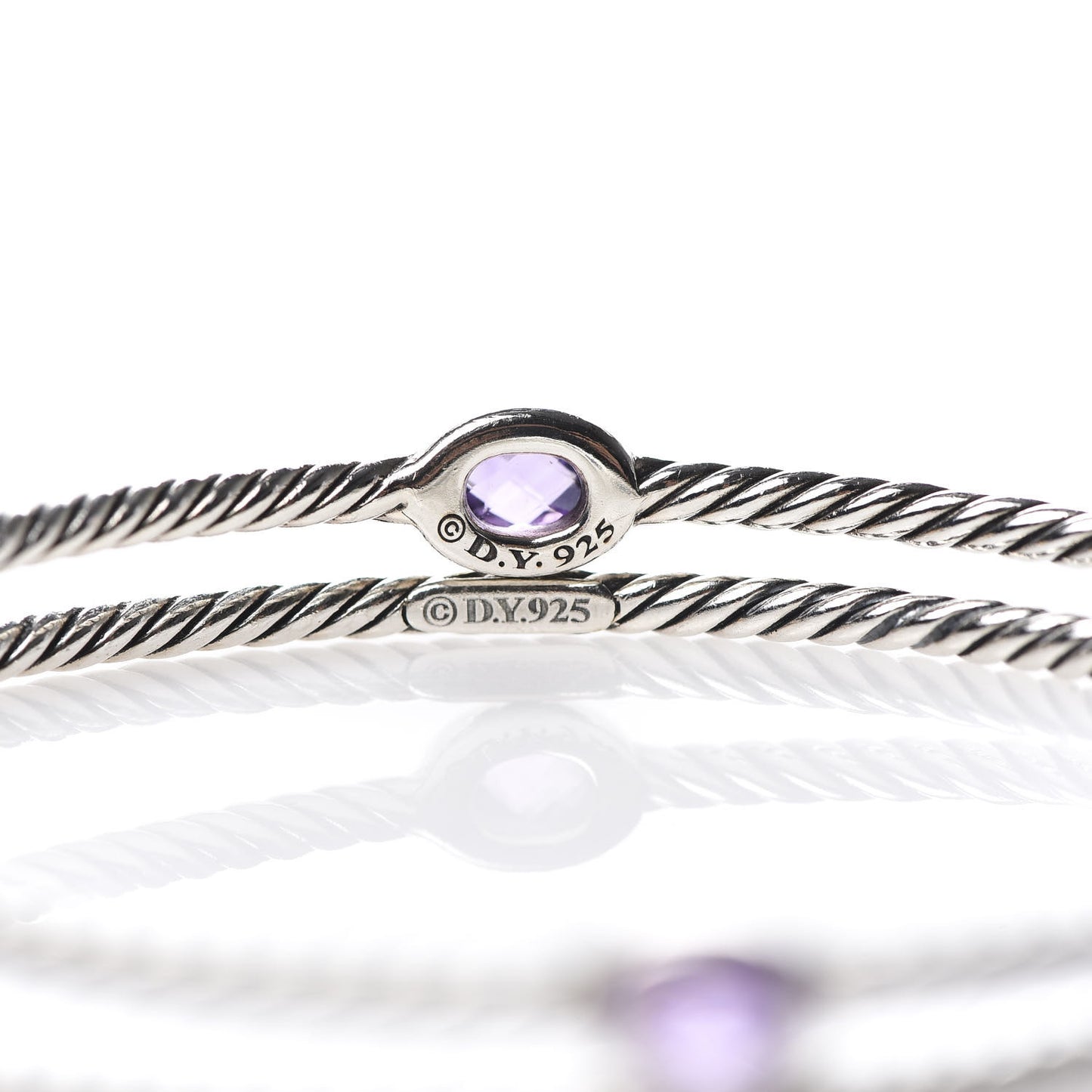 Sterling Silver Amethyst Color Classics Cable Bangle Bracelet Set of 2