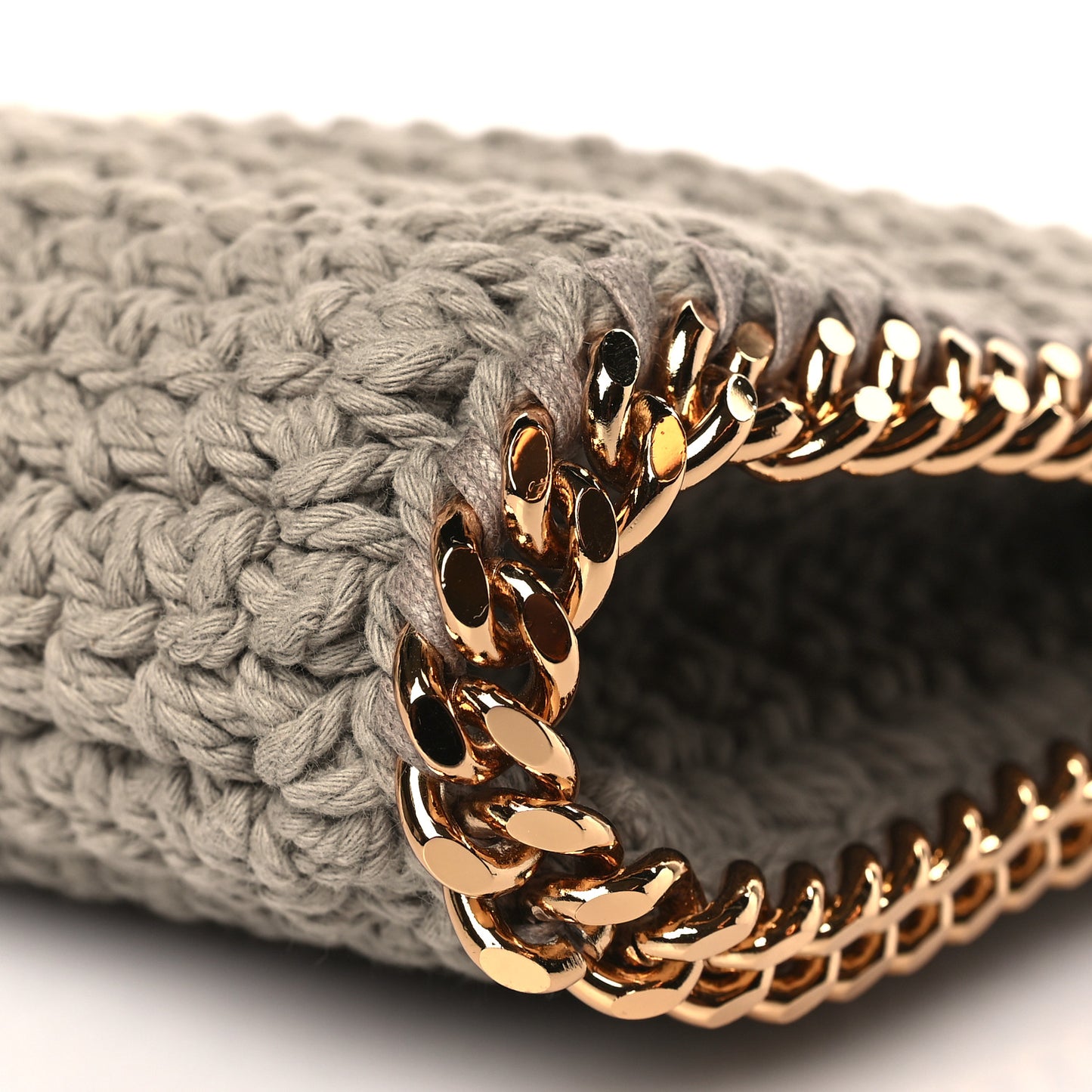 Cotton Crochet Mini Falabella Tote Taupe