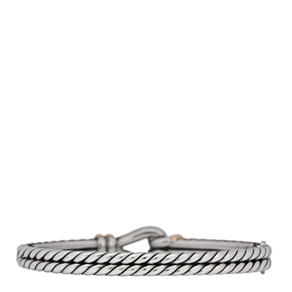 David Yurman Sterling Silver 18K Yellow Gold 11mm Thoroughbred Loop Bracelet 2 of 4