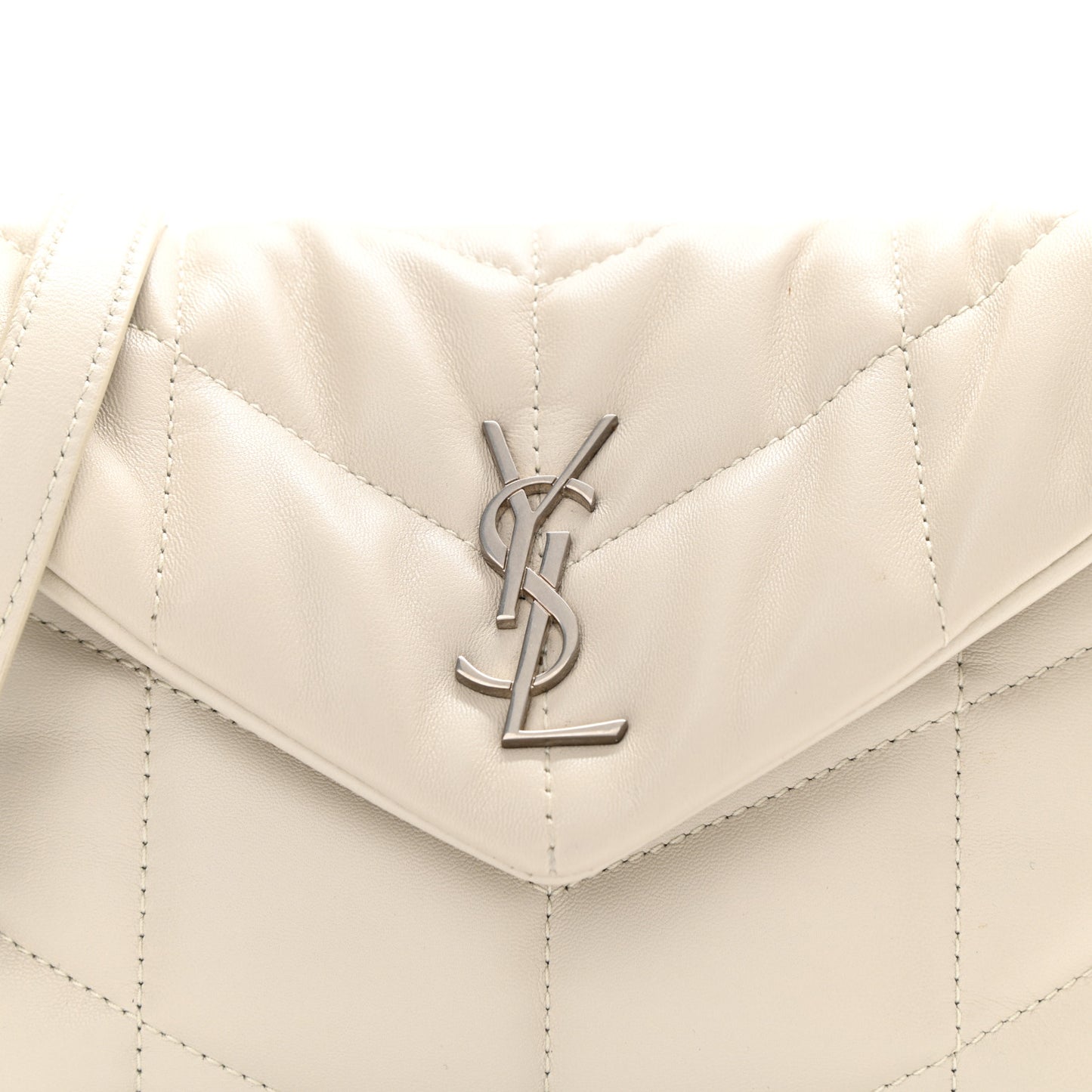 Lambskin Quilted Toy Loulou Puffer Monogram Chain Satchel Blanc Vintage