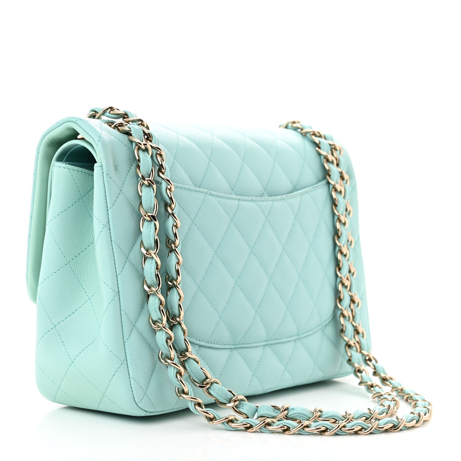 Chanel Caviar Quilted Jumbo Double Flap Light Blue 2 of 13