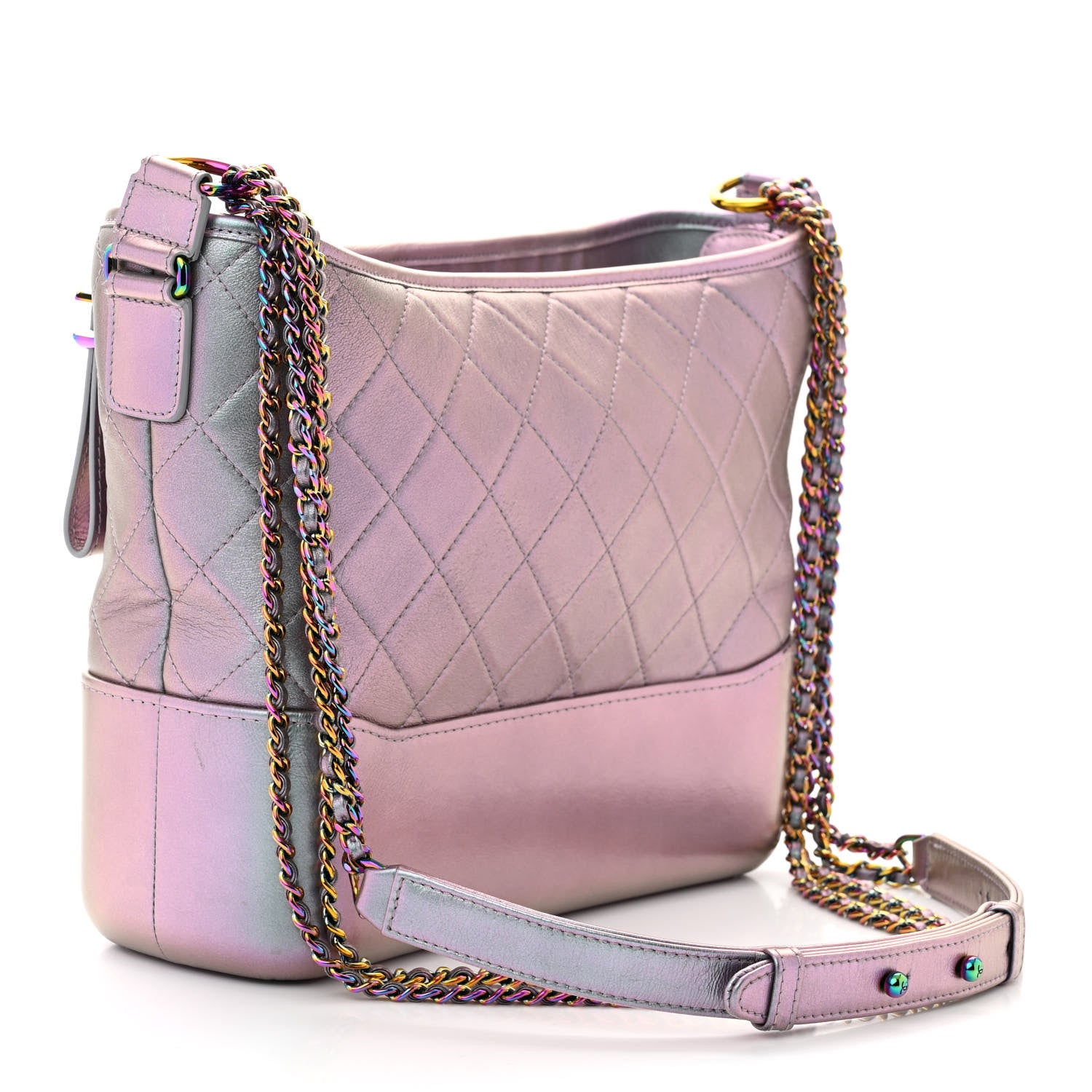 Chanel Iridescent Lambskin Calfskin Quilted Medium Gabrielle Hobo Light Purple 3 of 13