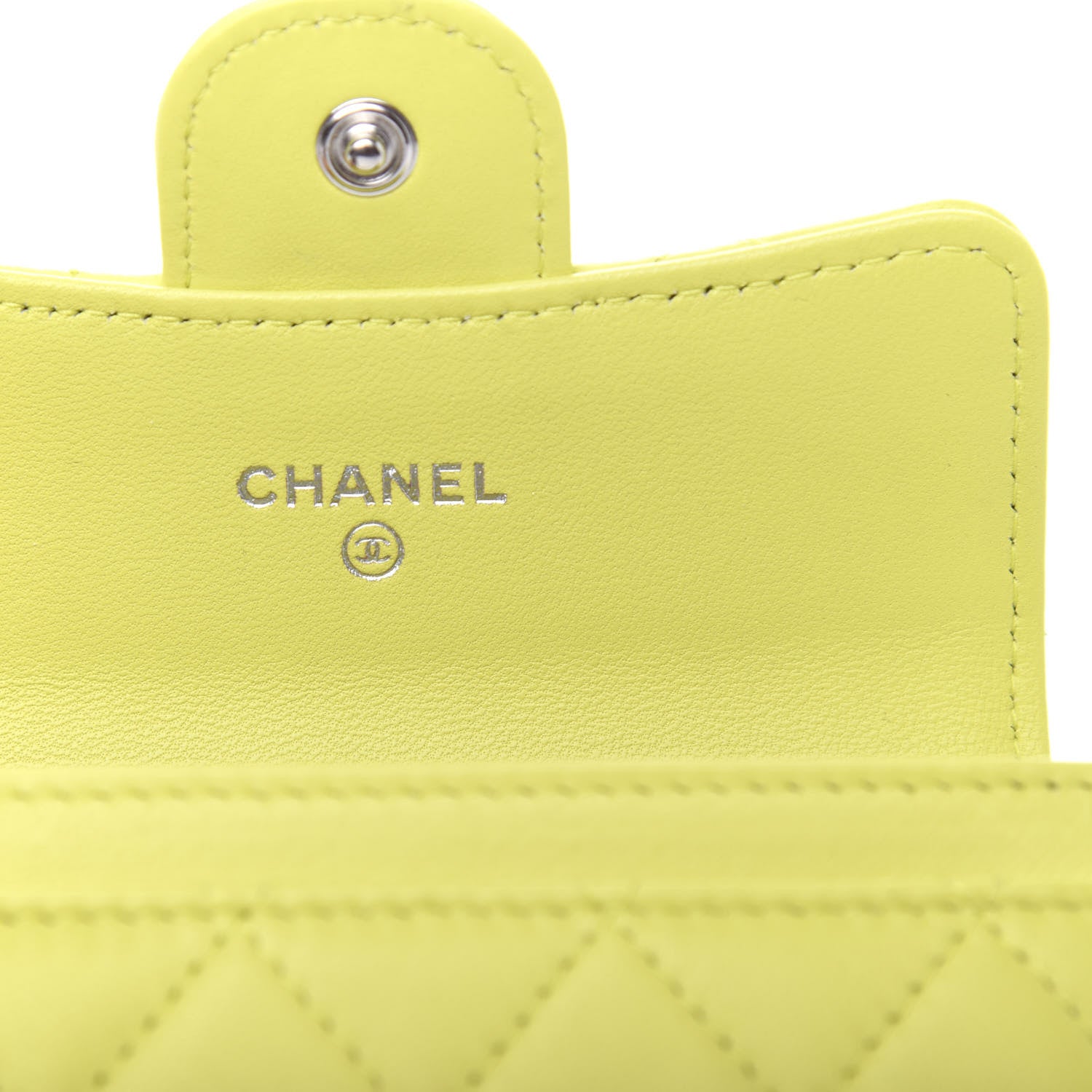 Chanel Lambskin Quilted Flap Card Holder Wallet Yellow 6 of 9