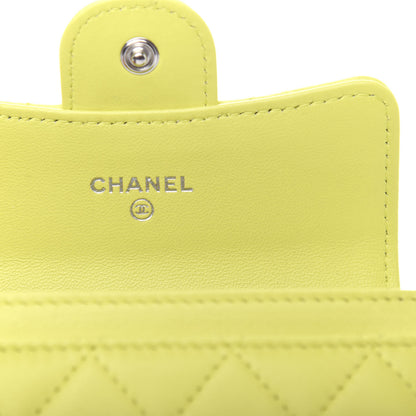 Chanel Lambskin Quilted Flap Card Holder Wallet Yellow 6 of 9