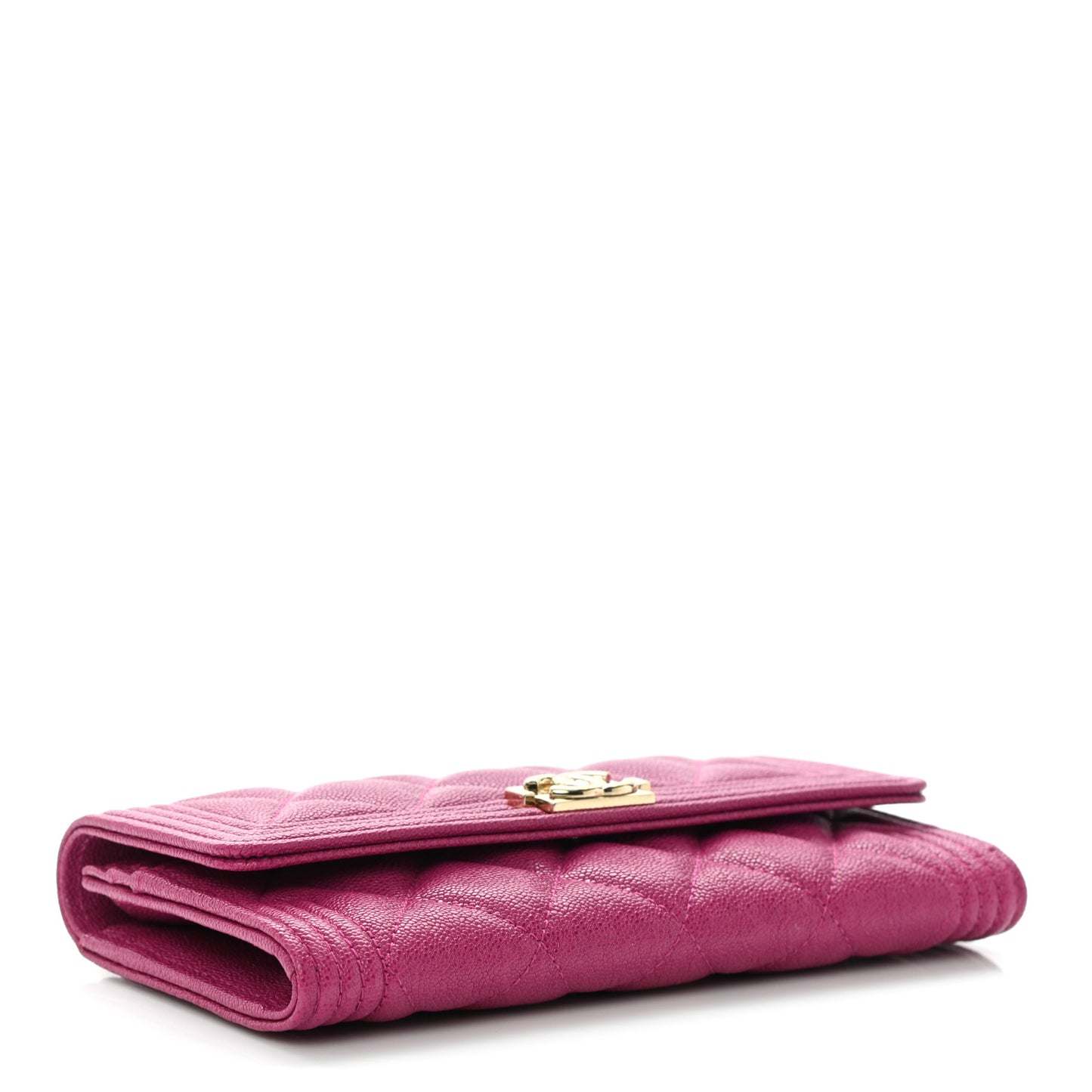 Caviar Quilted Medium Boy Flap Wallet Fuchsia
