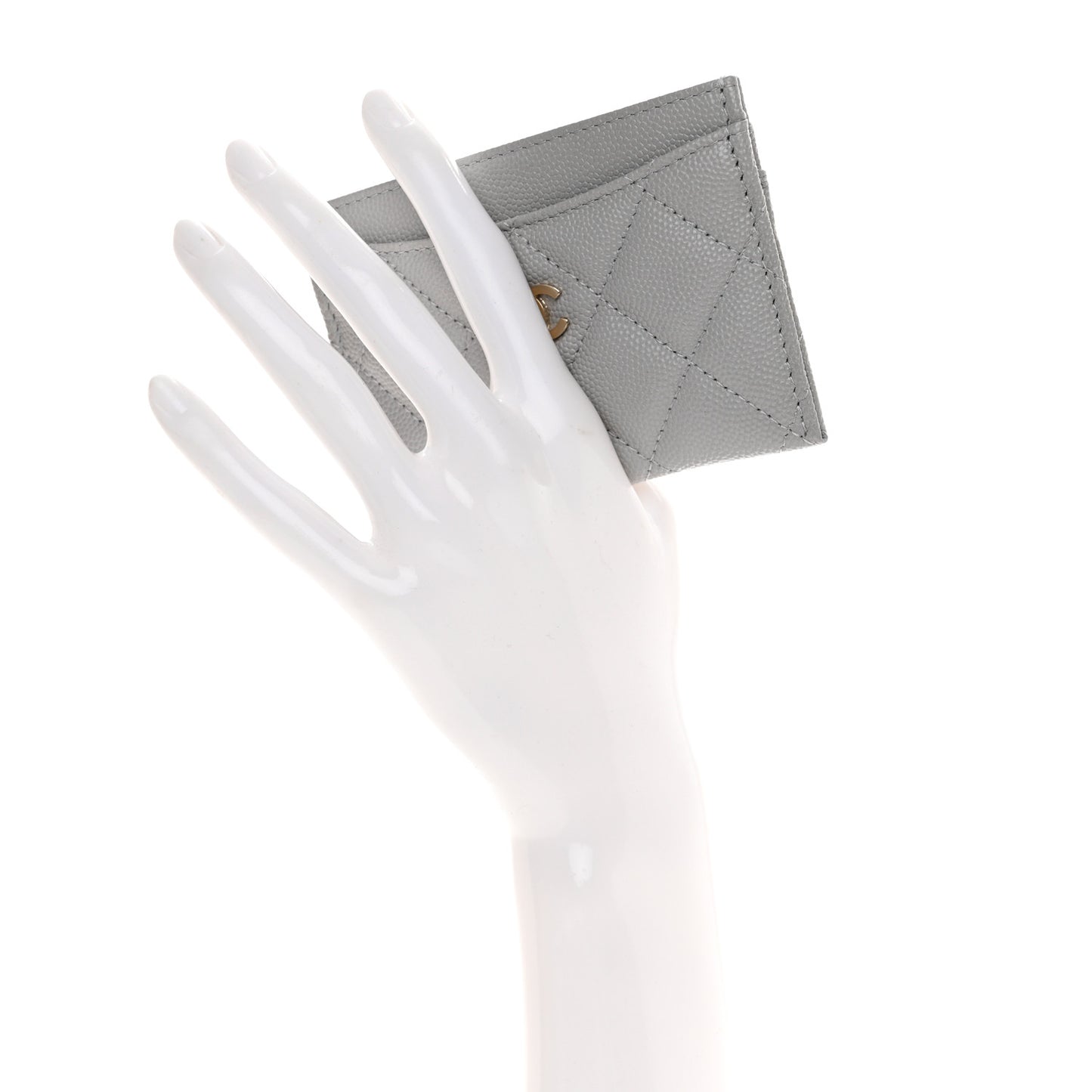 Caviar Quilted Card Holder Grey