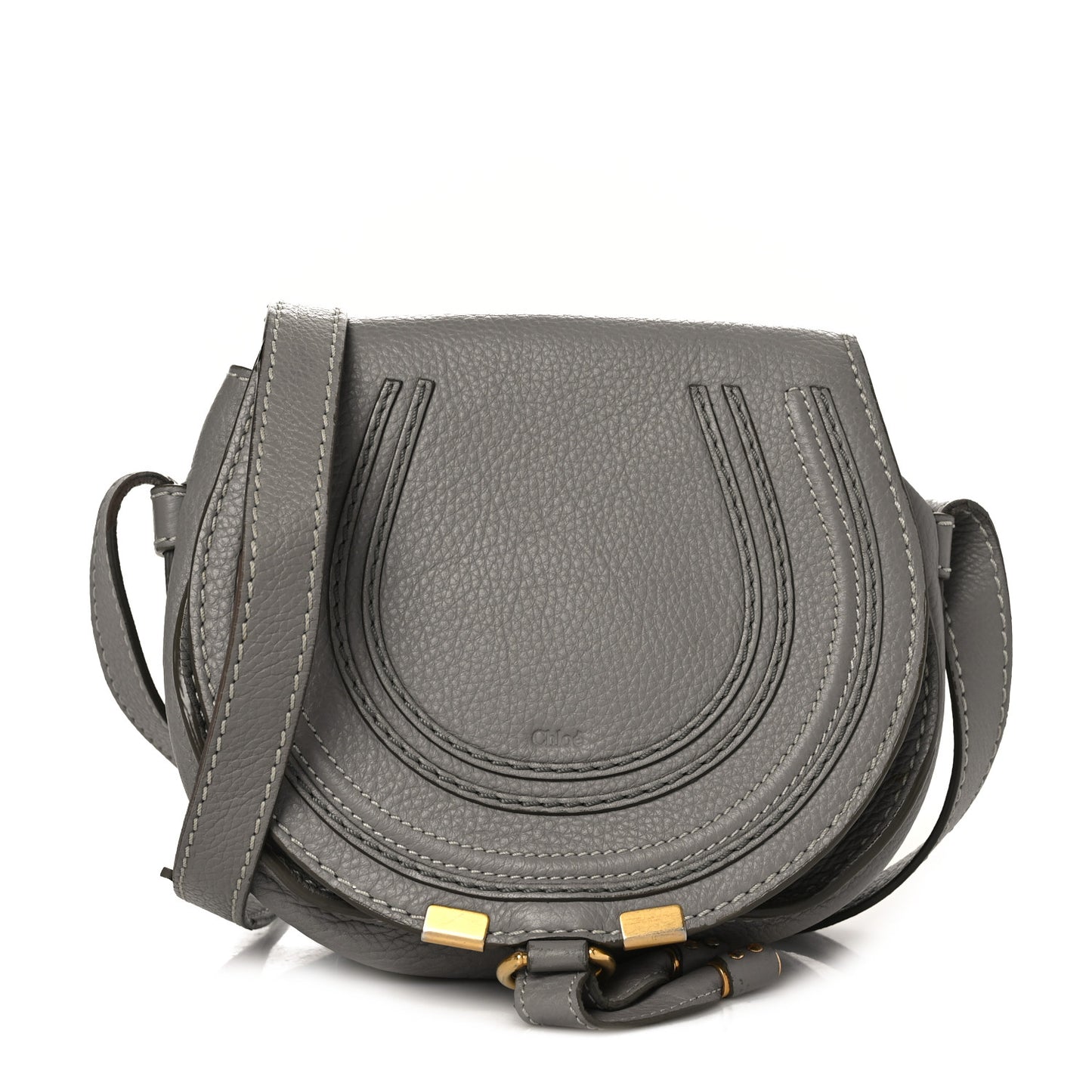 Calfskin Mini Marcie Round Crossbody Bag Grey