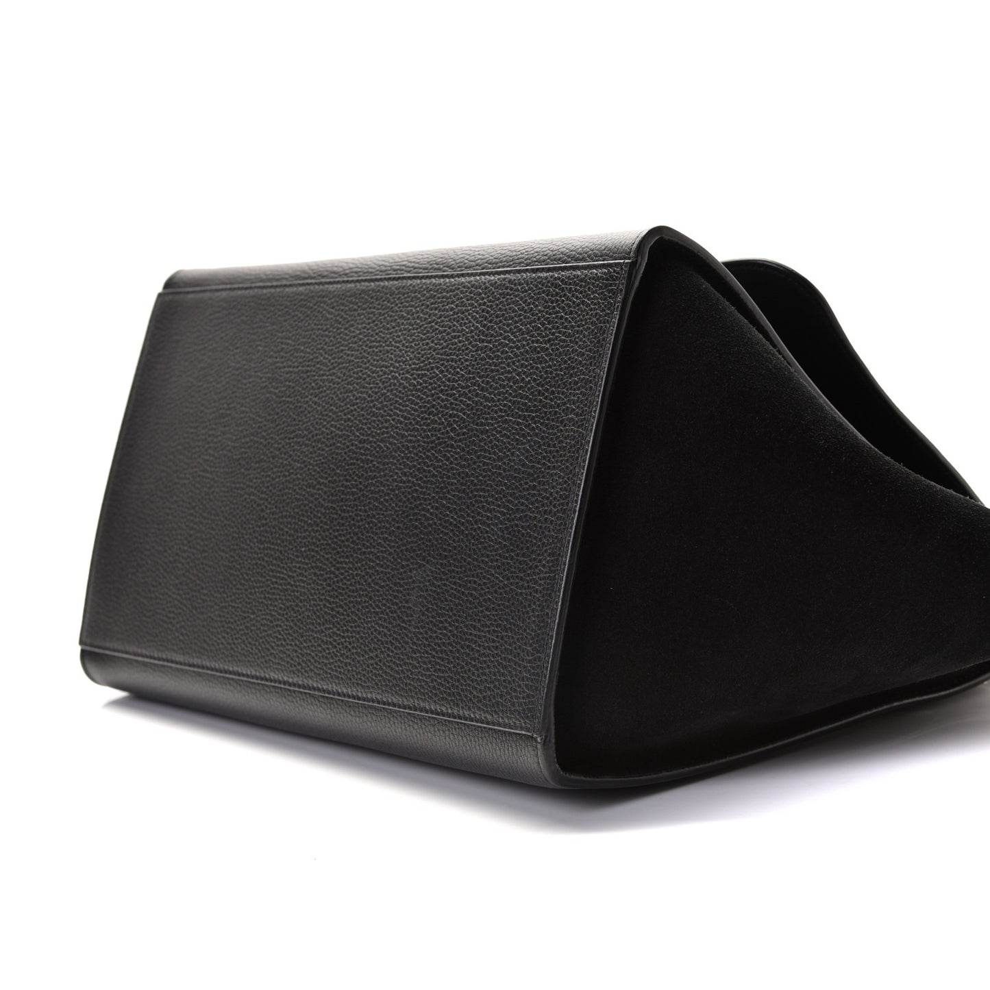 Drummed Calfskin Suede Medium Trapeze Black
