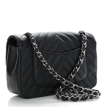 Chanel Caviar Chevron Quilted Mini Rectangular Flap Black 3 of 11