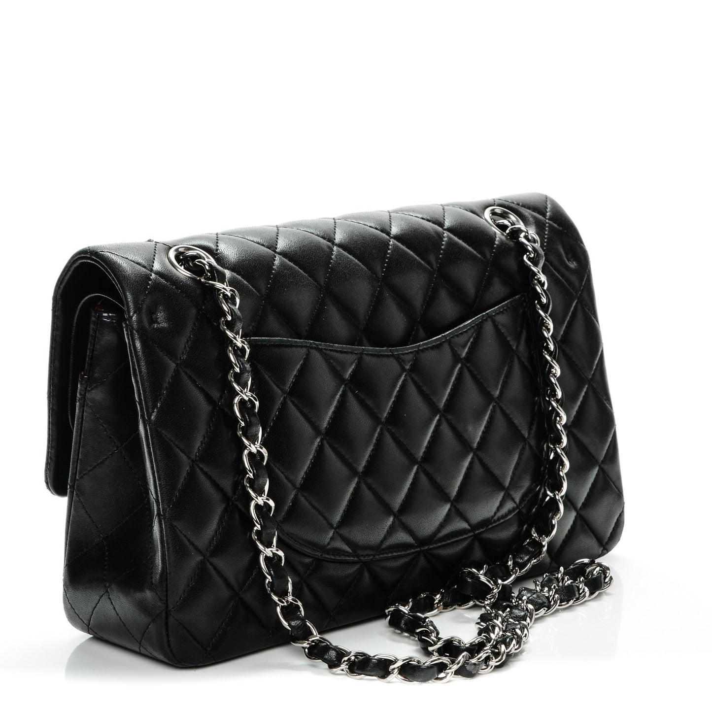 Lambskin Quilted Medium Double Flap Black