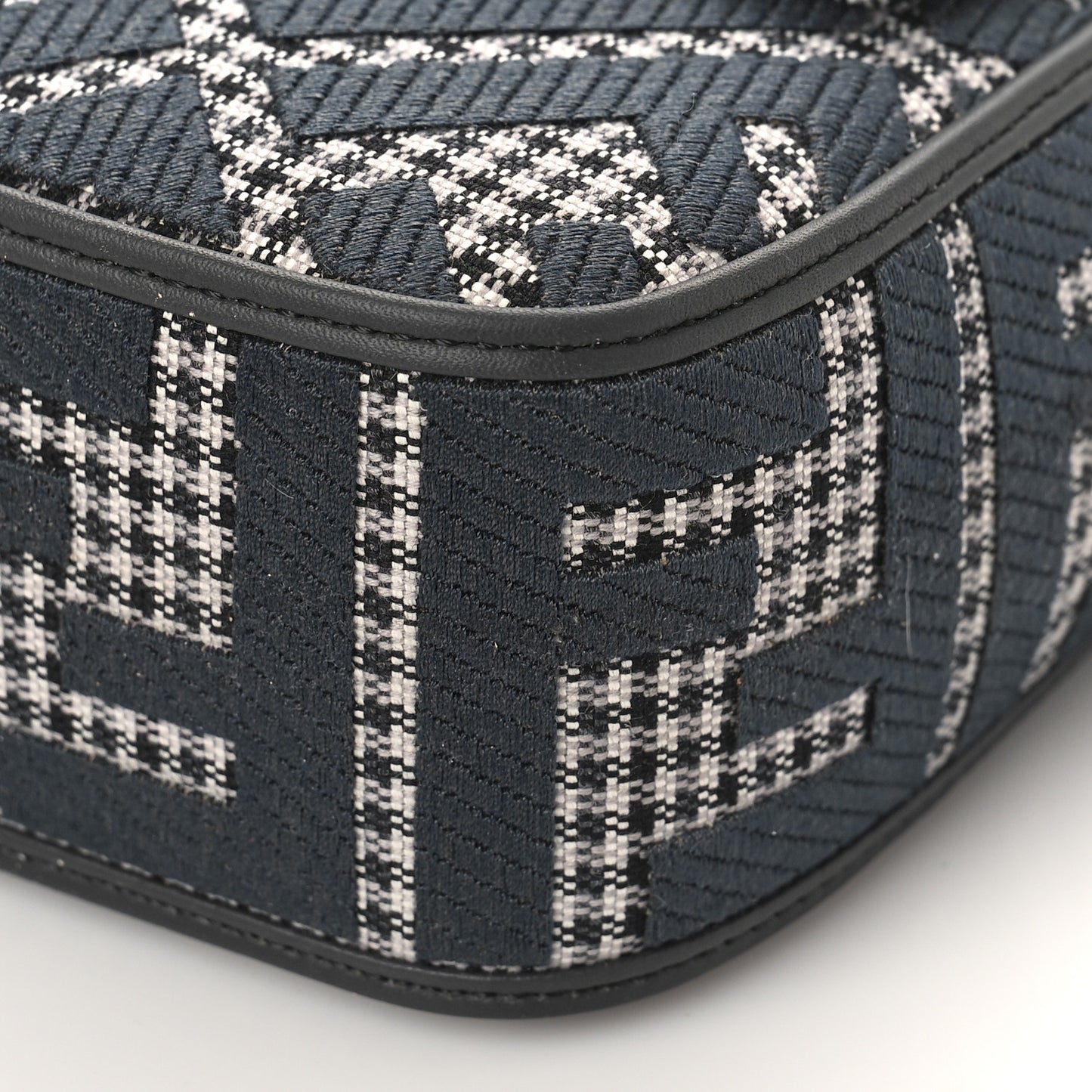 Wool Vitello King Houndstooth FF Embroidered Baguette Grigio Anthracite