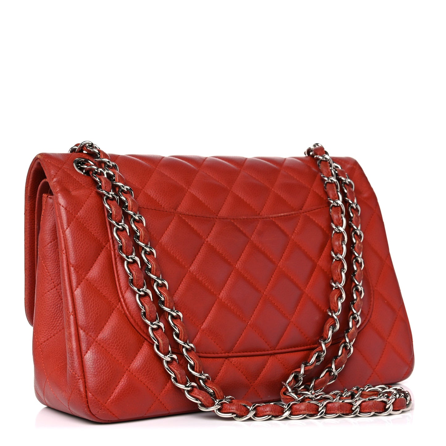 Caviar Quilted Jumbo Double Flap Red