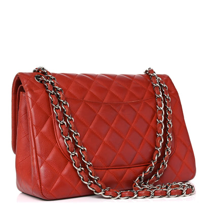 Chanel Caviar Quilted Jumbo Double Flap Red 2 of 24