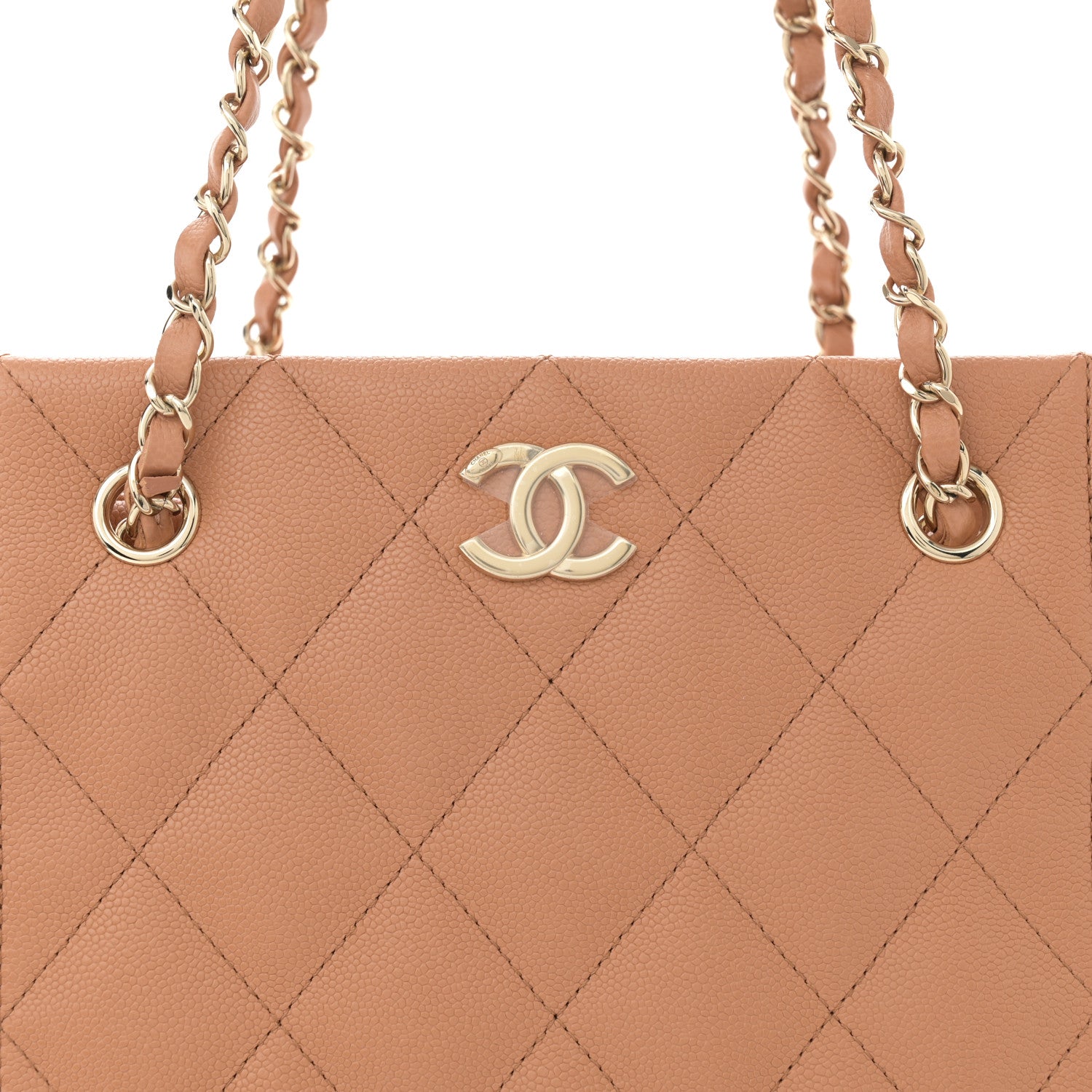 Chanel Caviar Quilted Small Shopping Tote Dark Beige 9 of 11