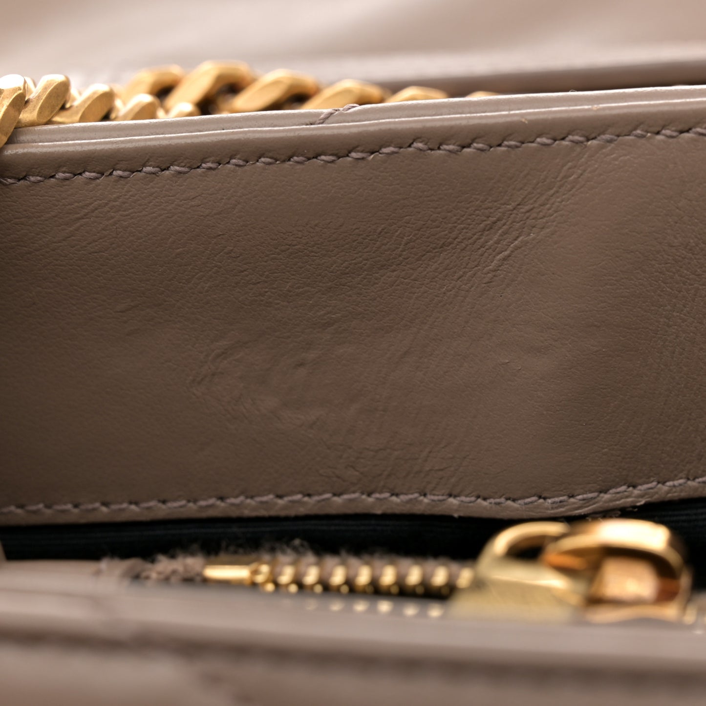 Calfskin Y Quilted Monogram Medium Loulou Chain Satchel Dark Beige